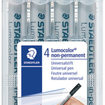 Staedtler Lumocolor Nonpermanent Pen - Fine - Assorted Colours (Pack of 4)