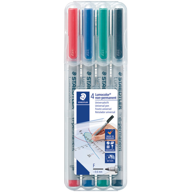 Staedtler Lumocolor Nonpermanent Pen - Fine - Assorted Colours (Pack of 4)