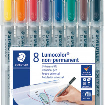 Staedtler Lumocolor Nonpermanent Pen - Fine - Assorted Colours (Pack of 8)