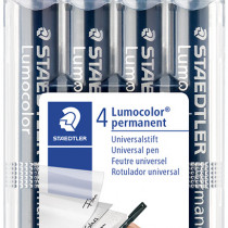 Staedtler Lumocolor Permanent Pen - Medium - Assorted Colours (Pack of 4)