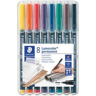 Staedtler Lumocolor Permanent Pen - Medium - Assorted Colours (Pack of 8)