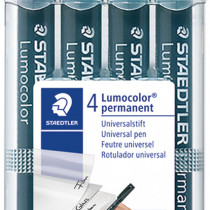 Staedtler Lumocolor Permanent Pen - Fine - Assorted Colours (Pack of 4)