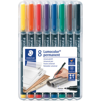 Staedtler Lumocolor Permanent Pen - Fine - Assorted Colours (Pack of 8)