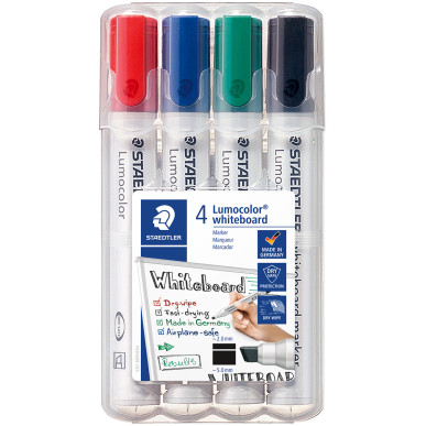 Staedtler Lumocolor Whiteboard Marker - Chisel Tip - Assorted Colours (Pack of 4)