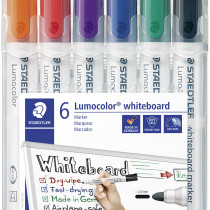 Staedtler Lumocolor Whiteboard Markers - Chisel Tip - Assorted Colours (Pack of 6)