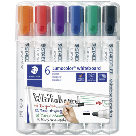 Staedtler Lumocolor Whiteboard Markers - Chisel Tip - Assorted Colours (Pack of 6)