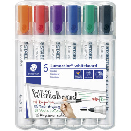 Staedtler Lumocolor Whiteboard Marker - Bullet Tip - Assorted Colours (Pack of 6)