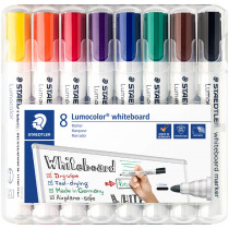 Staedtler Lumocolor Whiteboard Markers - Bullet Tip - Assorted Colours (Pack of 8)