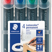 Staedtler Lumocolor Permanent Marker - Bullet Tip - Assorted Colours (Pack of 4)