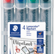 Staedtler Lumocolor Flipchart Marker - Bullet Tip - Assorted Colours (Pack of 4)