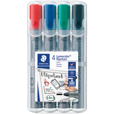 Staedtler Lumocolor Flipchart Marker - Bullet Tip - Assorted Colours (Pack of 4)