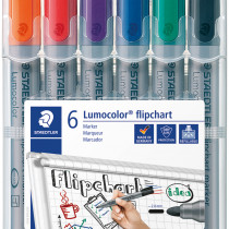 Staedtler Lumocolor Flipchart Marker - Bullet Tip - Assorted Colours (Pack of 6)