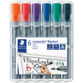 Staedtler Lumocolor Flipchart Marker - Bullet Tip - Assorted Colours (Pack of 6)