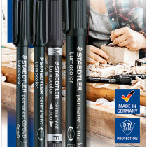 Staedtler Lumocolor Permanent Marker Set  - Assorted Tip Sizes (Blister Pack of 4)