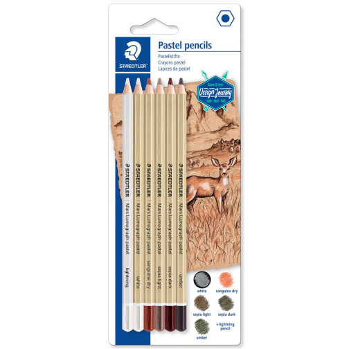 Staedtler Mars Lumograph Pastel Pencils - Sepia Tones (Pack of 6)