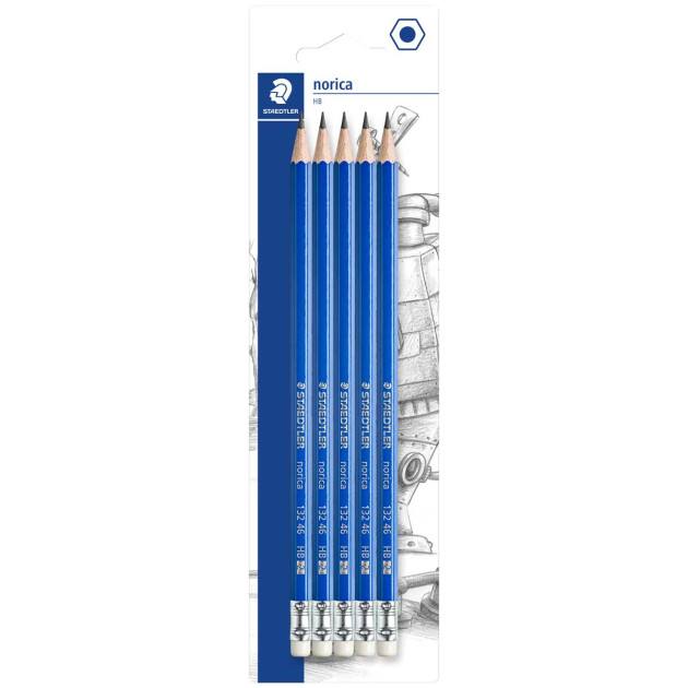 Staedtler Norica Pencil with Eraser Tip - HB (Pack of 5)