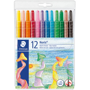 Staedtler Noris Club Wax Twister Crayons - Assorted Colours (Pack of 12)