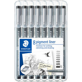 Staedtler Pigment Liners - Assorted Tip Sizes (Pack of 8)