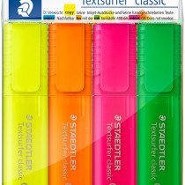 Staedtler Textsurfer Classic Highlighter - Assorted Colours (Wallet of 4)
