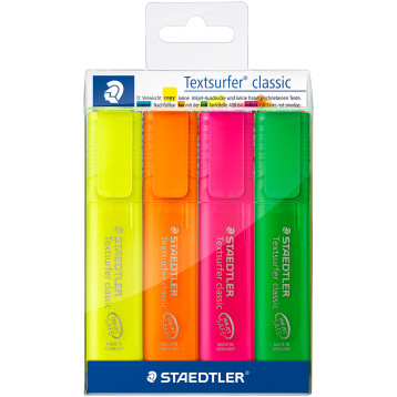 Staedtler Textsurfer Classic Highlighter - Assorted Colours (Wallet of 4)