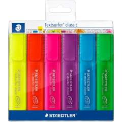 Staedtler Textsurfer Classic Highlighter - Assorted Colours (Wallet of 6)