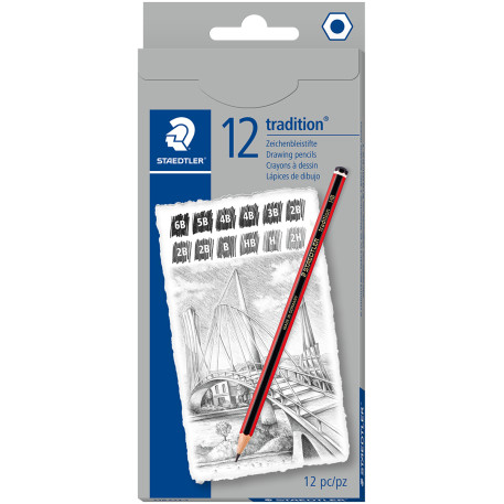 Staedtler Tradition Sketching Pencil Set - Assorted Degrees (Pack of 12)