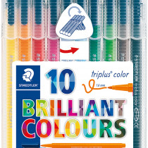 Staedtler Triplus Triangular Fibre Tip Pens - Assorted Colours (Wallet of 10)