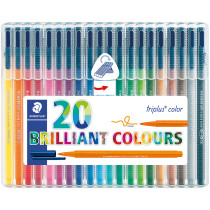 Staedtler Triplus Triangular Fibre Tip Pens - Assorted Colours (Wallet of 20)