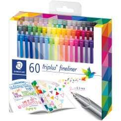 Staedtler Triplus Fineliner Pens - Assorted Colours (Pack of 60)