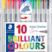 Staedtler Triplus Fineliner Pen - Assorted Colours (Pack of 10)
