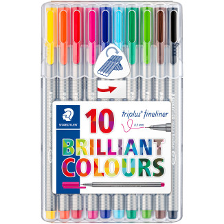 Staedtler Triplus Fineliner Pen - Assorted Colours (Pack of 10)