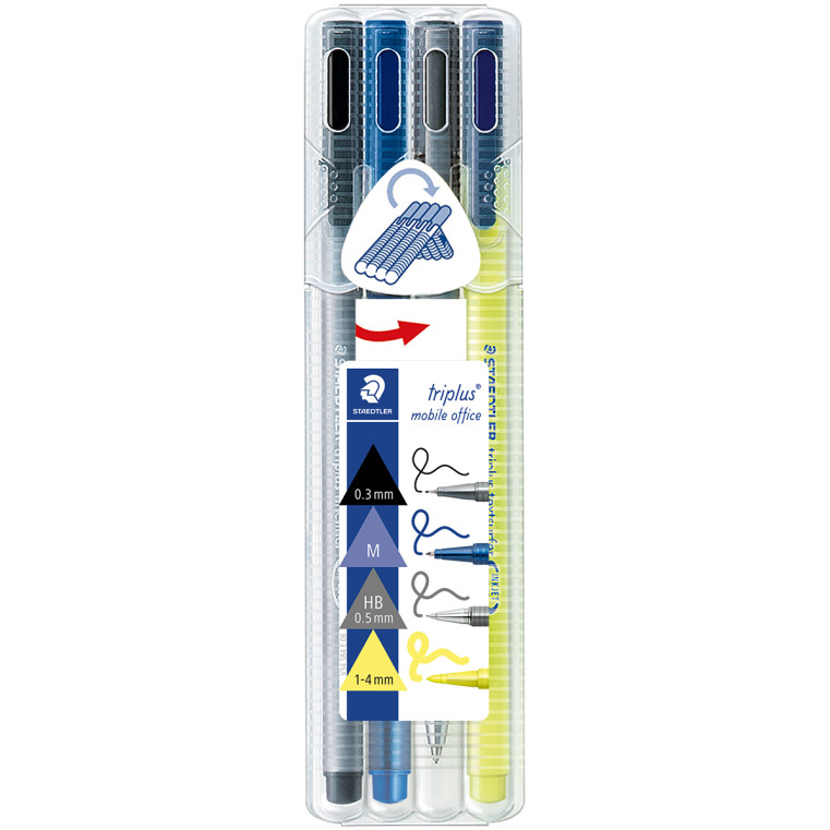 Staedtler Triplus Mobile Office Set - Assorted Colours (Pack of 4)