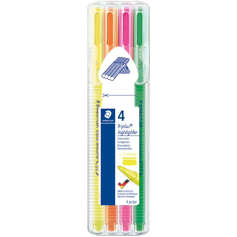 Staedtler Triplus Textsurfer Highlighter - Assorted Colours (Pack of 4)