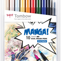 Tombow ABT Dual Brush Pens - Manga Shonen Colours (Pack of 10)