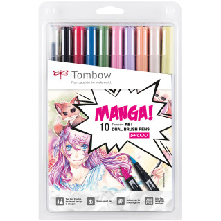 Tombow ABT Dual Brush Pens - Manga Shojo Colours (Pack of 10)