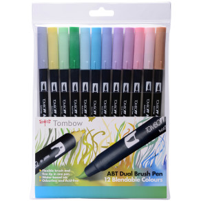 Tombow ABT Dual Brush Pens - Pastel Colours (Pack of 12)