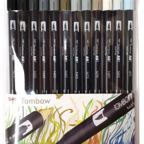 Tombow ABT Dual Brush Pens - Grey Colours (Pack of 12)