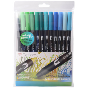 Tombow ABT Dual Brush Pens - Ocean Colours (Pack of 12)