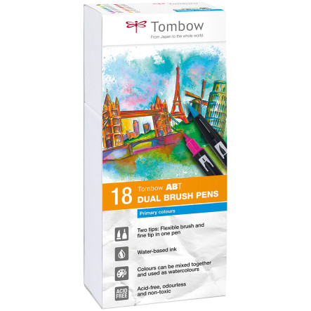 Tombow ABT Dual Brush Pens - Primary Colours (Pack of 18)