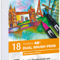 Tombow ABT Dual Brush Pens - Secondary Colours (Pack of 18)