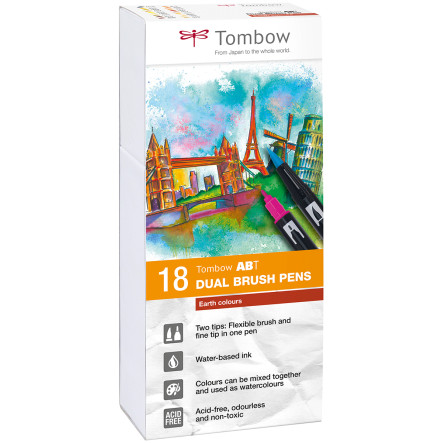 Tombow ABT Dual Brush Pens - Earth Colours (Pack of 18)