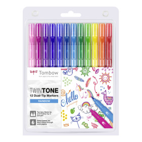 Tombow TwinTone Dual Tip Markers - Rainbow Colours (Pack of 12)