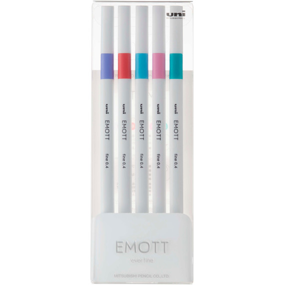 Uni-Ball PEM-SY Emott Fineliner Pens - Candy Pop Colours (Pack of 5)