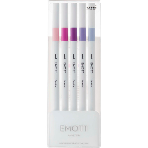 Uni-Ball PEM-SY Emott Fineliner Pens - Floral Colours (Pack of 5)