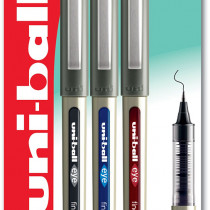 Uni-Ball UB-157 Eye Fine Liquid Ink Rollerball Pens - Assorted Colours (Blister of 3)