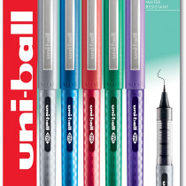 Uni-Ball UB-157D Eye Designer Rollerball Pens - Assorted Colours (Blister of 5)