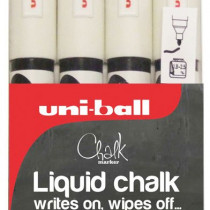 Uni-Ball PWE-5M ChalkGlass Markers - Bullet Tip - White (Pack of 4)