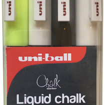 Uni-Ball PWE-3MS ChalkGlass Markers - Bullet Tip - Assorted Colours (Pack of 4)