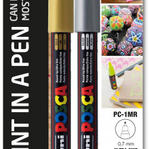 POSCA PC-1MR Ultra Fine Bullet Tip Marker Pens - Gold & Silver