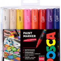 POSCA PC-1M Extra-Fine Bullet Tip Marker Pens - Assorted Colours (Pack of 16)